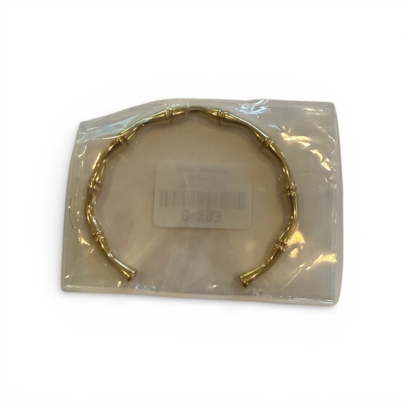 NWT Adornia 18K Plated Stainless Steel Tarnish-Resistant Bamboo Cuff Bracelet - Picture 3 of 3